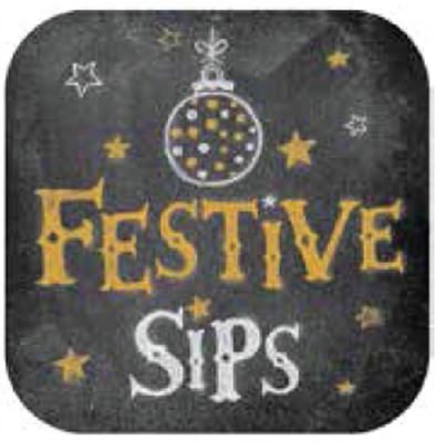 10" Blk Stk Magnet - Festive Sips (2) 10" x 10"