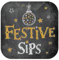 10" Blk Stk Magnet - Festive Sips (2) 10" x 10"