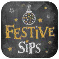10" Blk Stk Magnet - Festive Sips (2) 10" x 10"